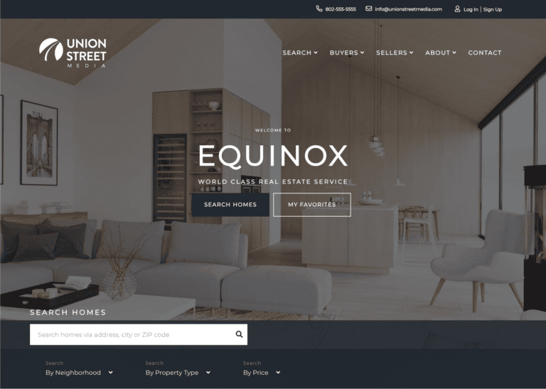 equinox real estate website layout